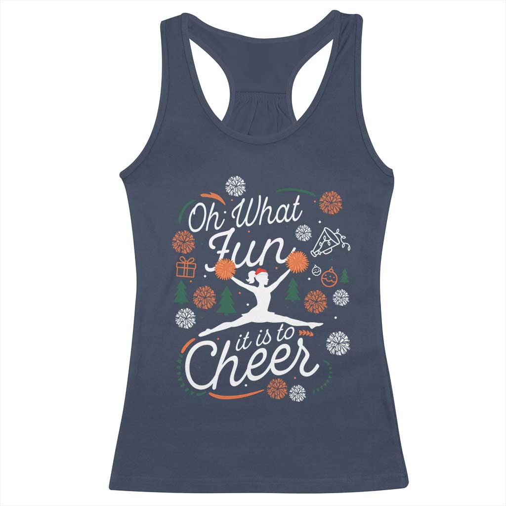 Oh What Fun It Is To Cheer Racerback Tank Top Funny Christmas Cheerleading Gift - Wonder Print Shop