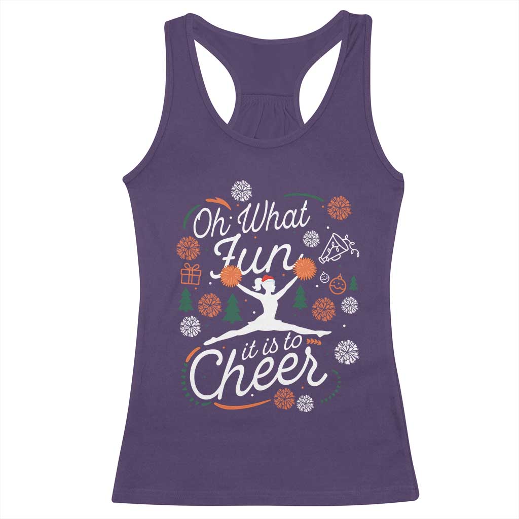 Oh What Fun It Is To Cheer Racerback Tank Top Funny Christmas Cheerleading Gift - Wonder Print Shop