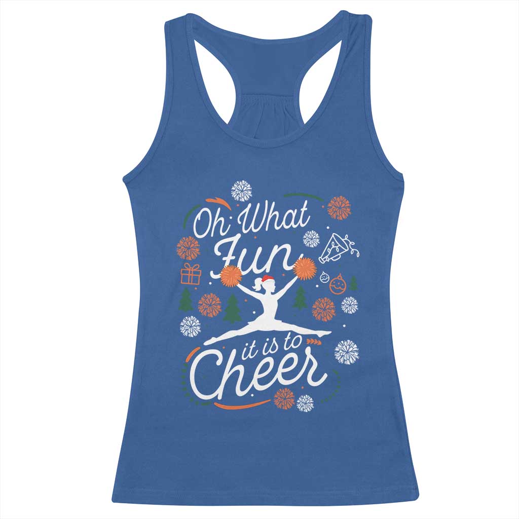 Oh What Fun It Is To Cheer Racerback Tank Top Funny Christmas Cheerleading Gift - Wonder Print Shop