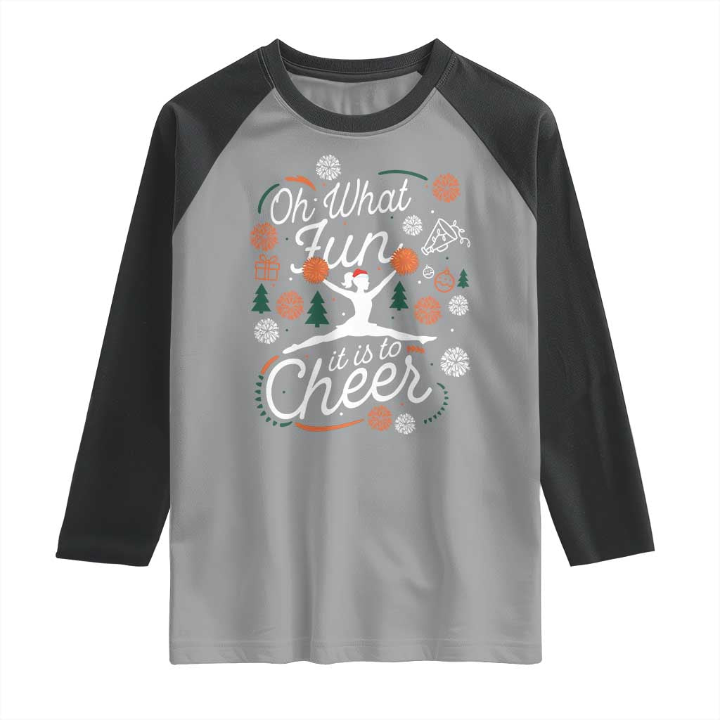Oh What Fun It Is To Cheer Raglan Shirt Funny Christmas Cheerleading Gift - Wonder Print Shop