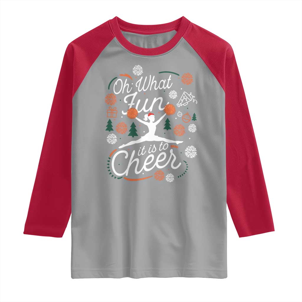 Oh What Fun It Is To Cheer Raglan Shirt Funny Christmas Cheerleading Gift - Wonder Print Shop
