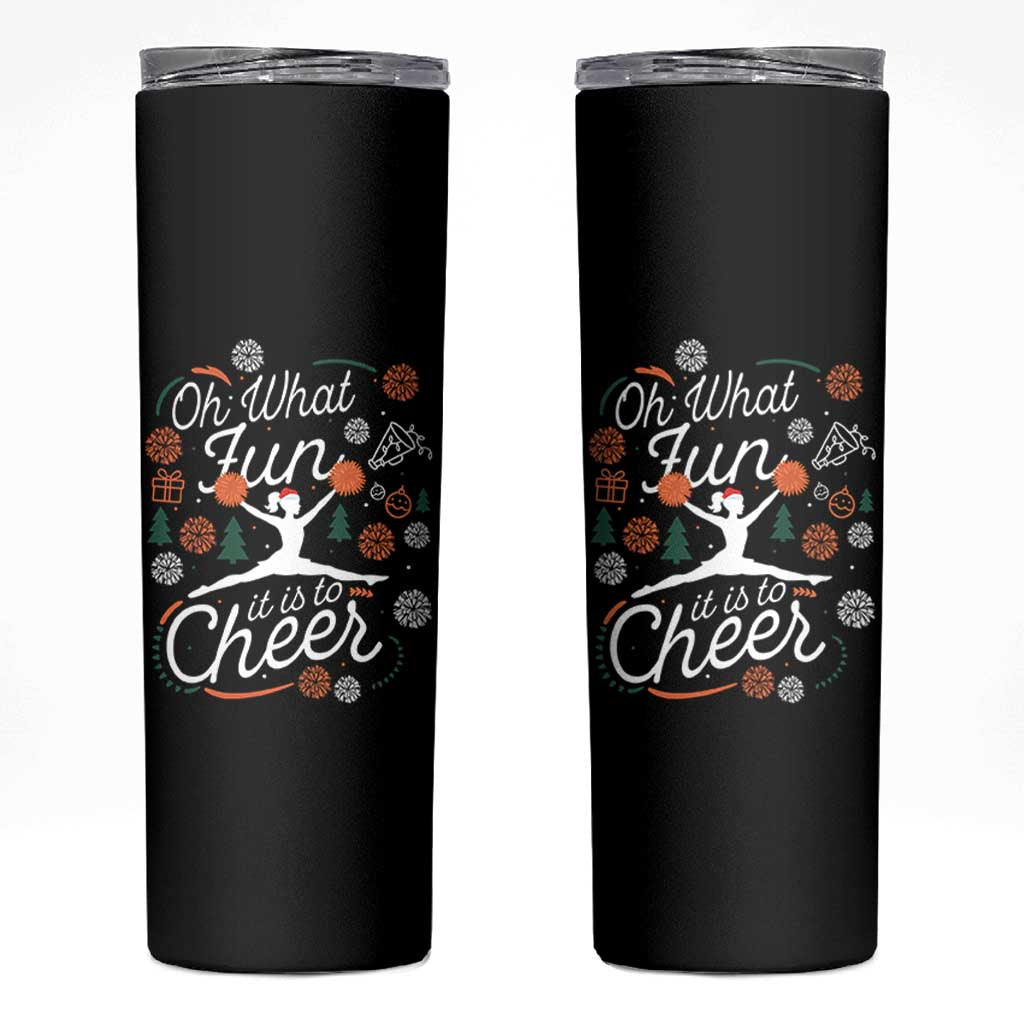 Oh What Fun It Is To Cheer Skinny Tumbler Funny Christmas Cheerleading Gift - Wonder Print Shop