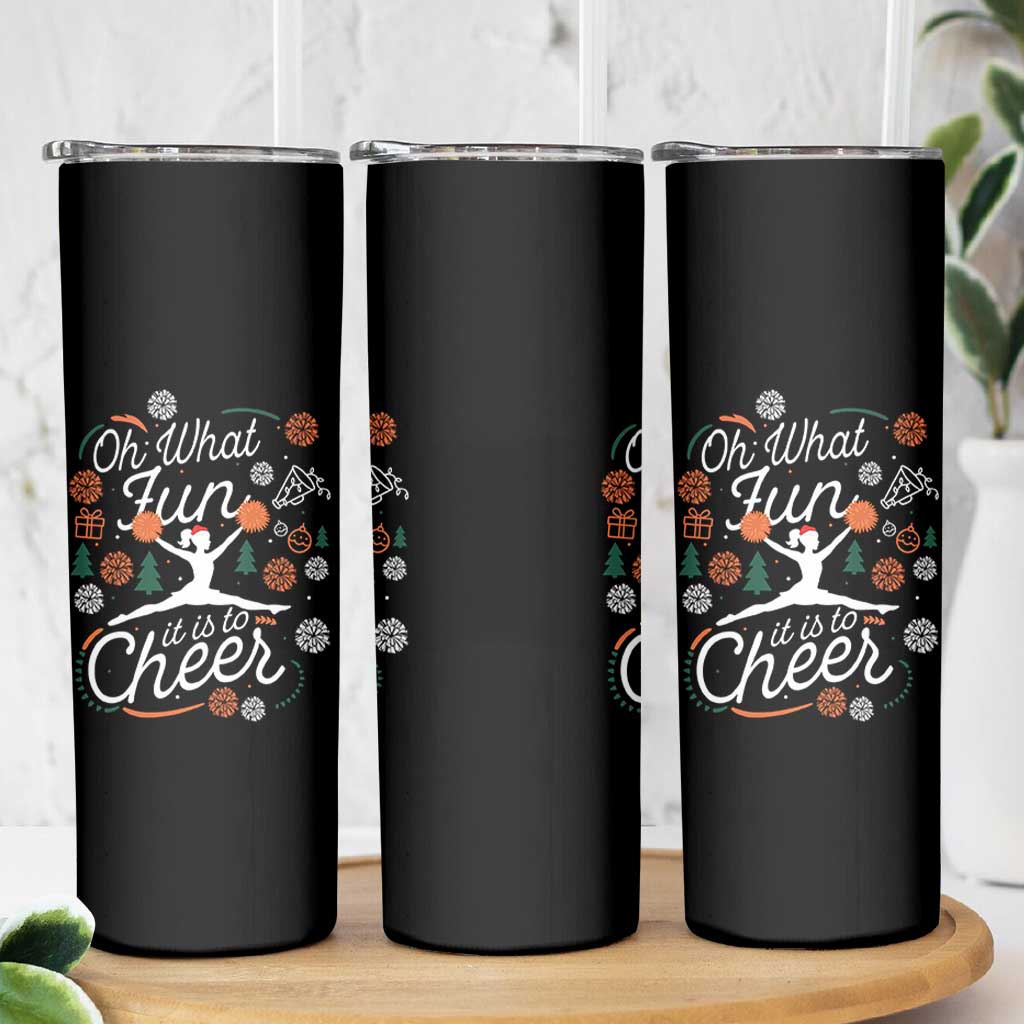 Oh What Fun It Is To Cheer Skinny Tumbler Funny Christmas Cheerleading Gift - Wonder Print Shop