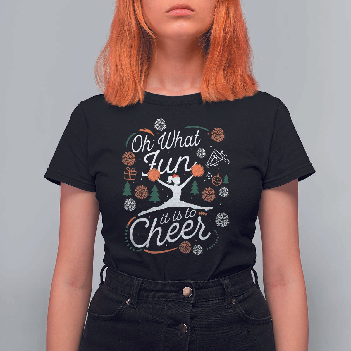 Oh What Fun It Is To Cheer T Shirt For Women Funny Christmas Cheerleading Gift - Wonder Print Shop