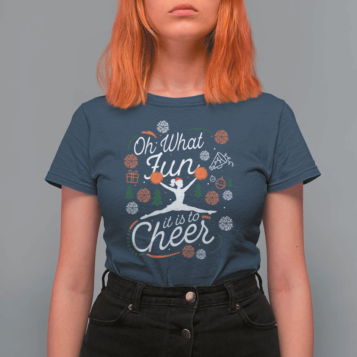 Oh What Fun It Is To Cheer T Shirt For Women Funny Christmas Cheerleading Gift - Wonder Print Shop