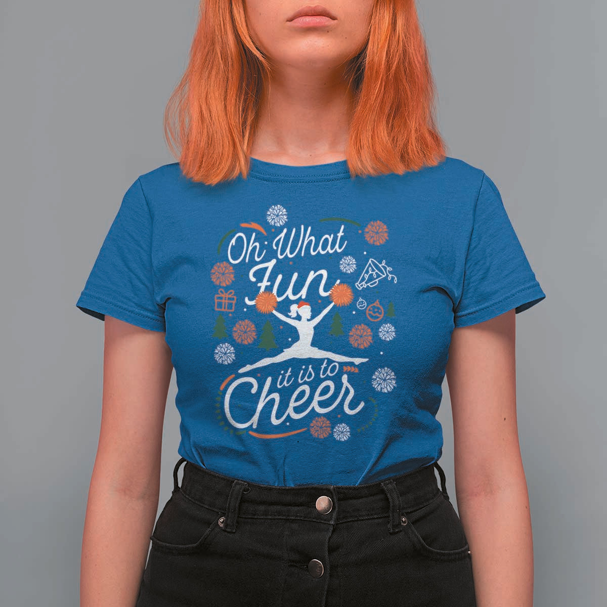 Oh What Fun It Is To Cheer T Shirt For Women Funny Christmas Cheerleading Gift - Wonder Print Shop