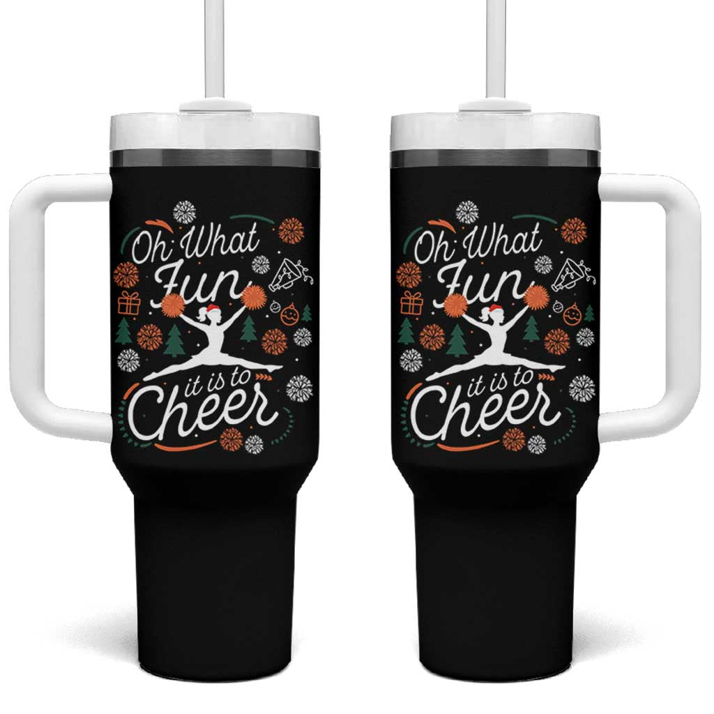 Oh What Fun It Is To Cheer Tumbler With Handle Funny Christmas Cheerleading Gift - Wonder Print Shop