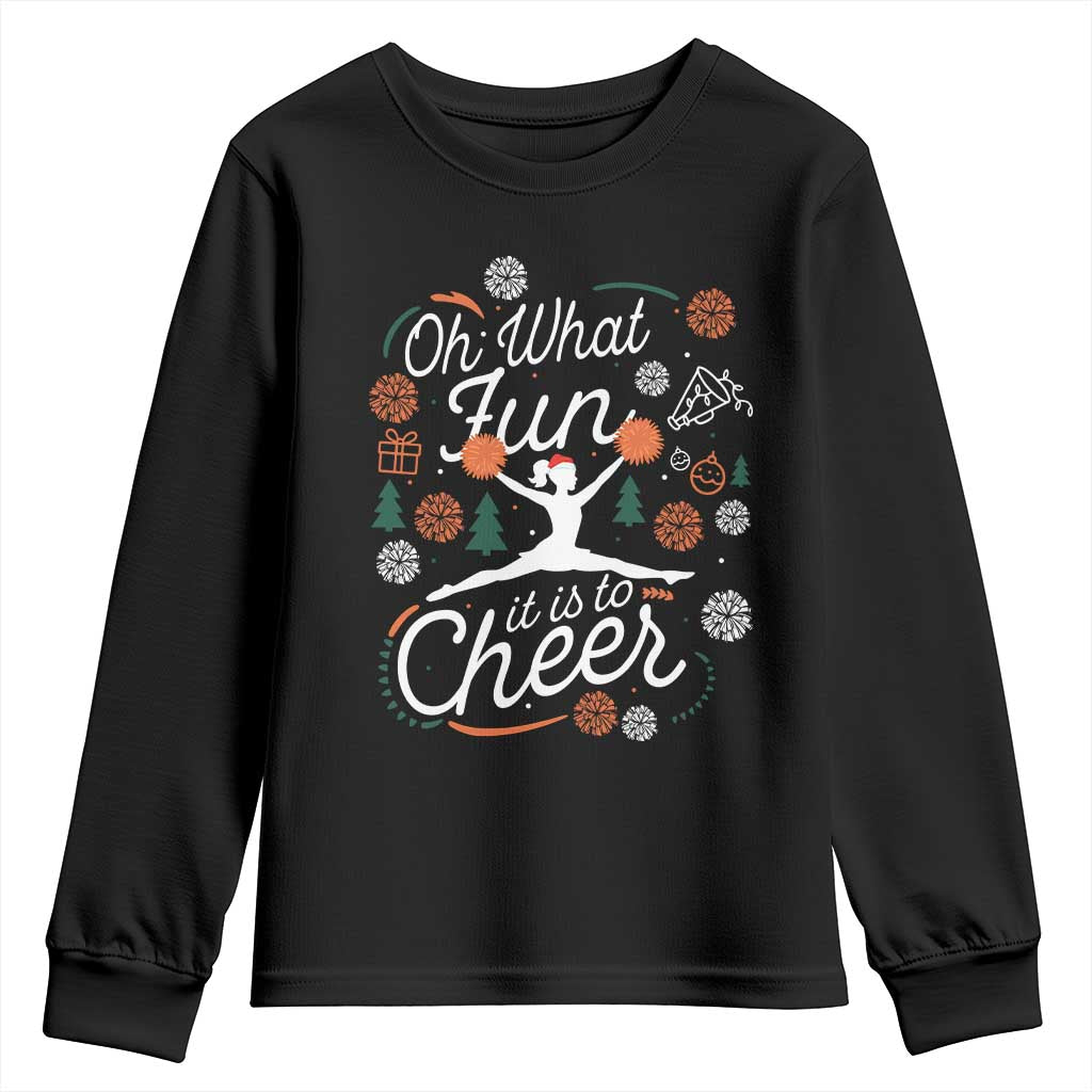 Oh What Fun It Is To Cheer Youth Sweatshirt Funny Christmas Cheerleading Gift - Wonder Print Shop