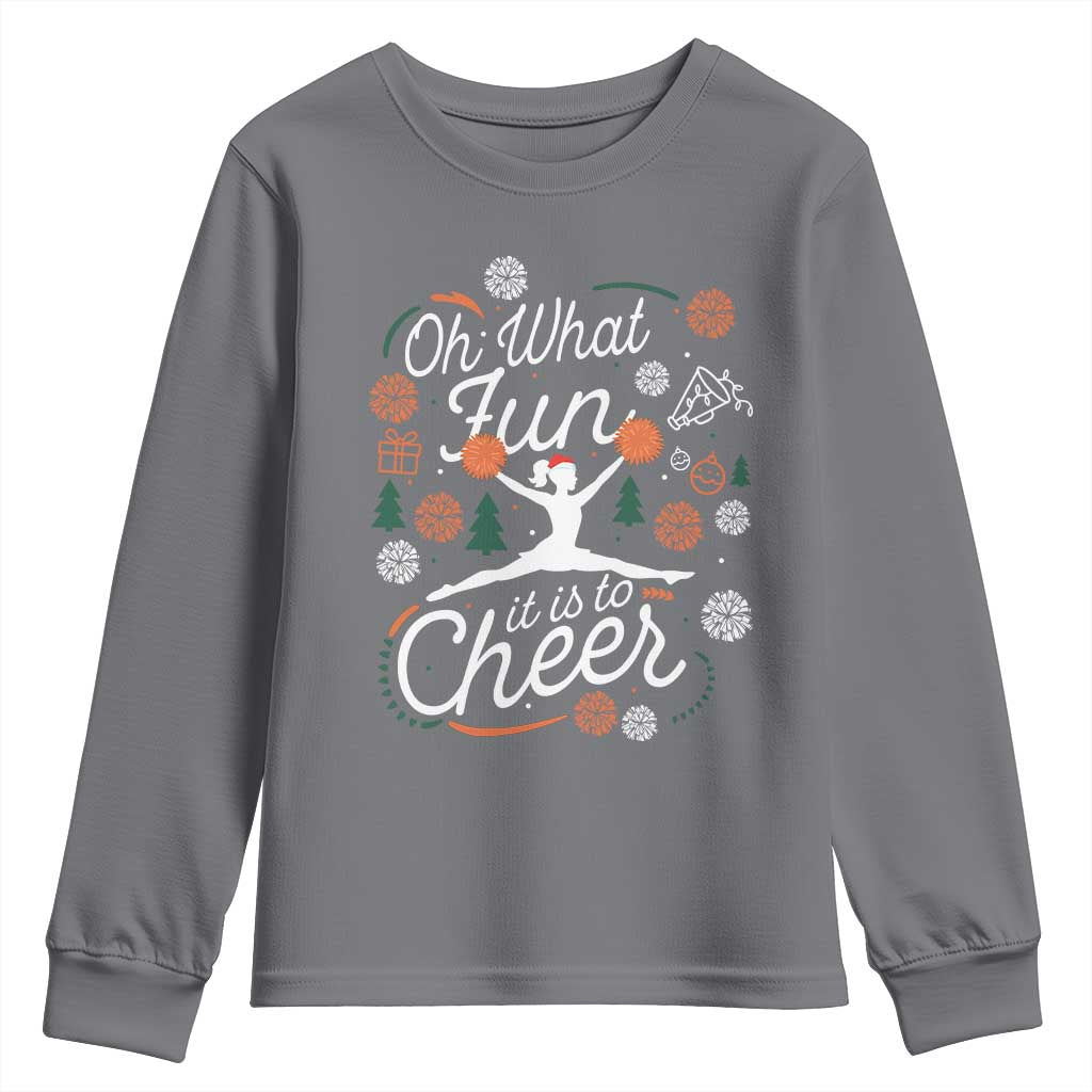 Oh What Fun It Is To Cheer Youth Sweatshirt Funny Christmas Cheerleading Gift - Wonder Print Shop