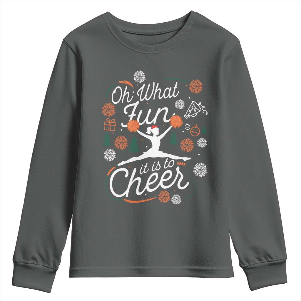 Oh What Fun It Is To Cheer Youth Sweatshirt Funny Christmas Cheerleading Gift - Wonder Print Shop