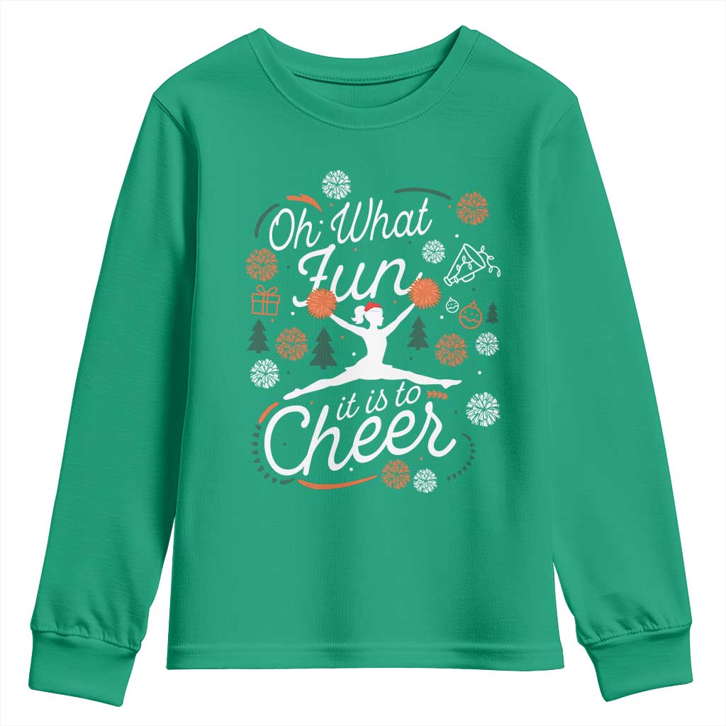 Oh What Fun It Is To Cheer Youth Sweatshirt Funny Christmas Cheerleading Gift - Wonder Print Shop
