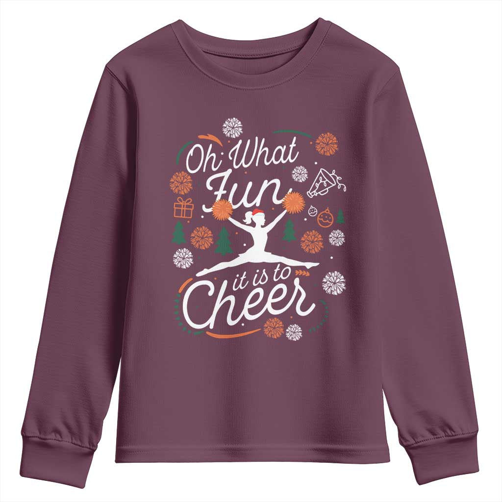 Oh What Fun It Is To Cheer Youth Sweatshirt Funny Christmas Cheerleading Gift - Wonder Print Shop