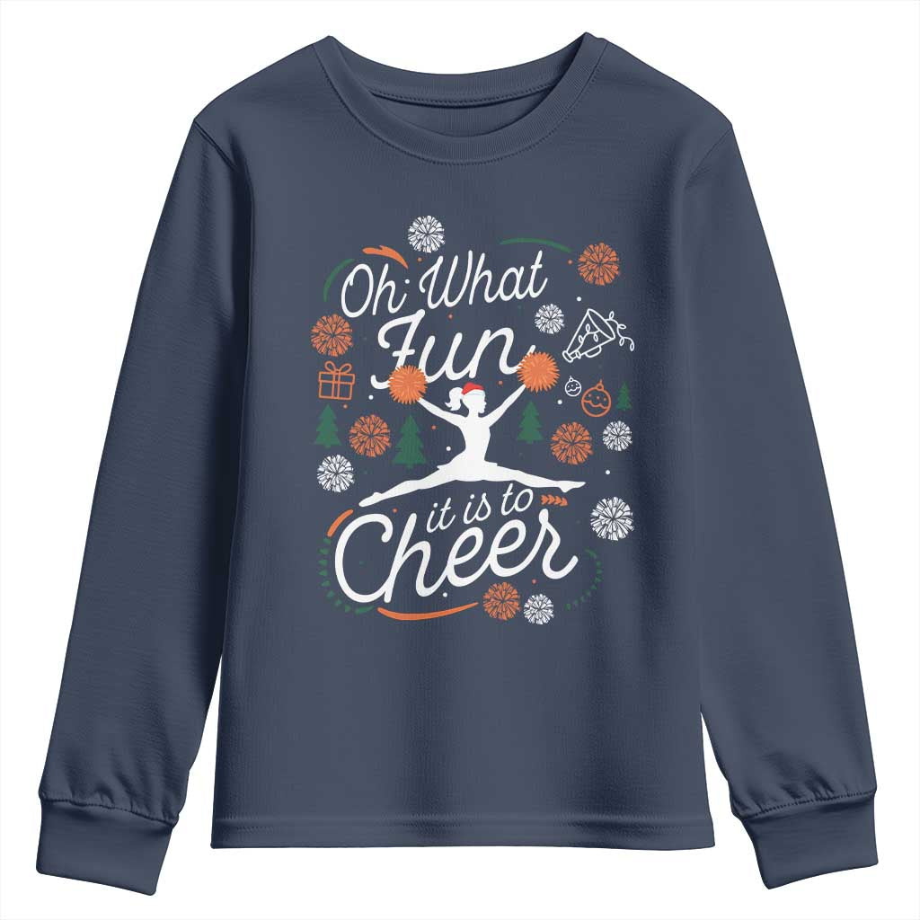 Oh What Fun It Is To Cheer Youth Sweatshirt Funny Christmas Cheerleading Gift - Wonder Print Shop
