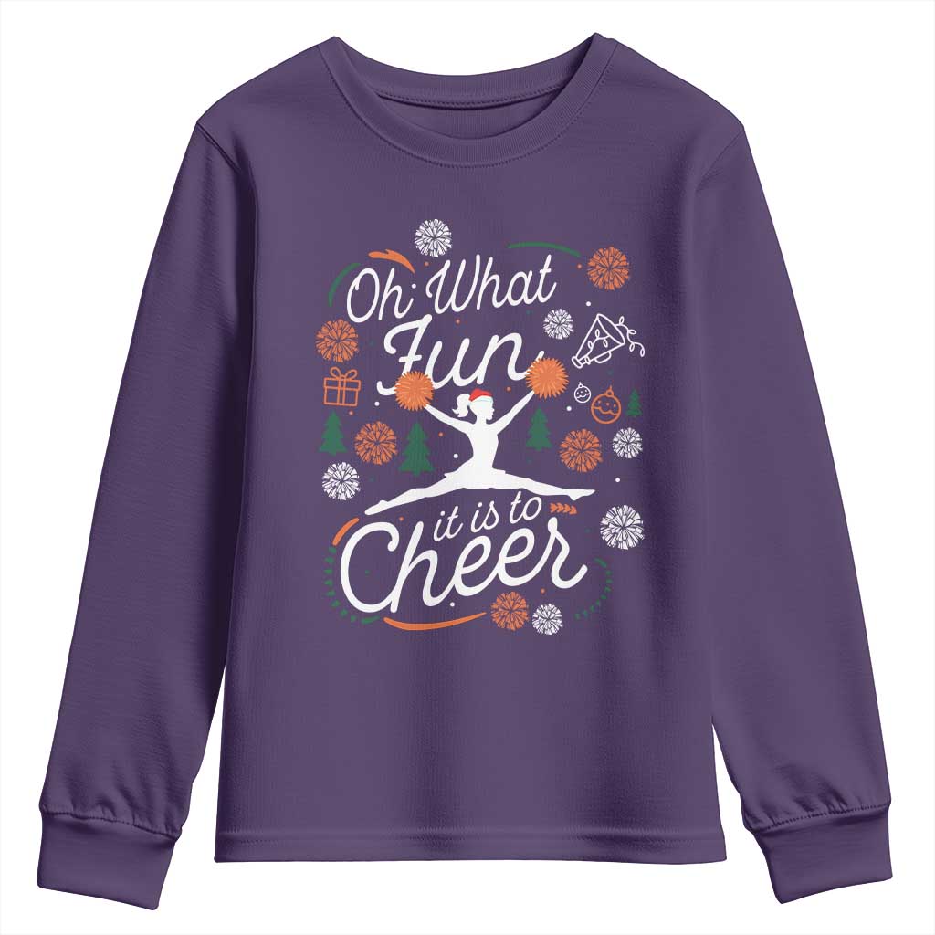 Oh What Fun It Is To Cheer Youth Sweatshirt Funny Christmas Cheerleading Gift - Wonder Print Shop