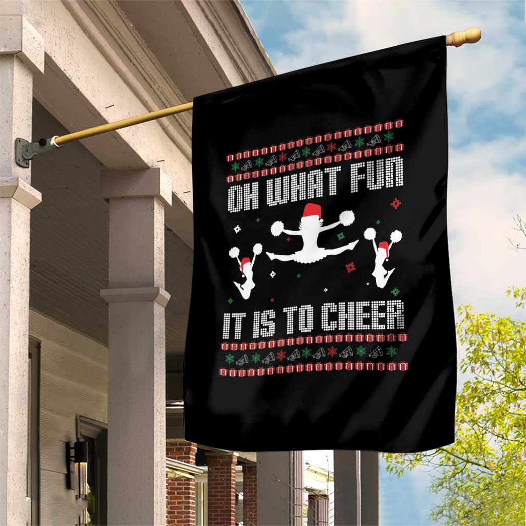 Ugly Christmas Cheerleading Garden Flag Oh What Fun It Is To Cheer Gift - Wonder Print Shop