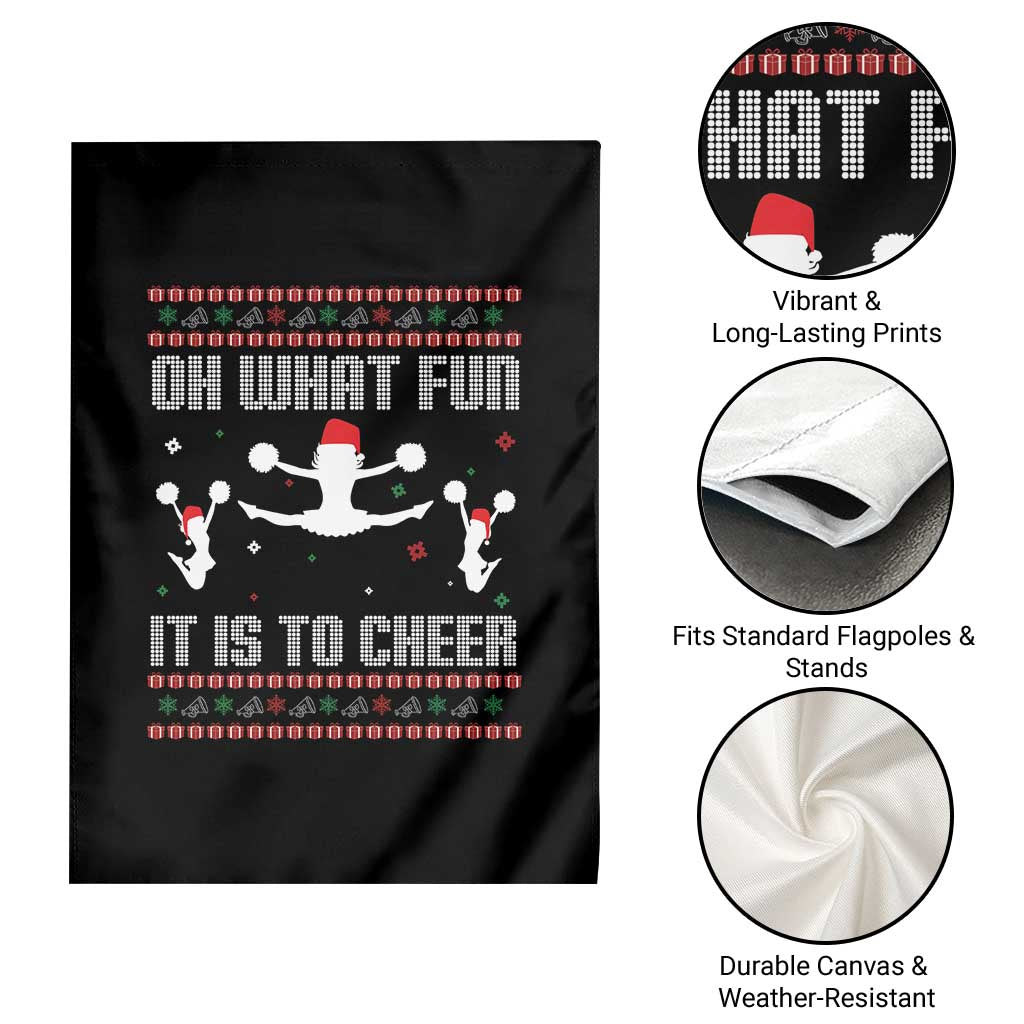 Ugly Christmas Cheerleading Garden Flag Oh What Fun It Is To Cheer Gift - Wonder Print Shop