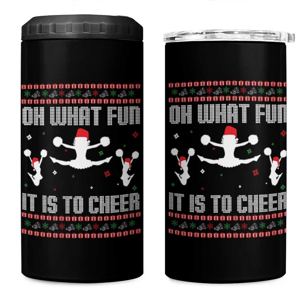 Ugly Christmas Cheerleading 4 in 1 Can Cooler Tumbler Oh What Fun It Is To Cheer Gift - Wonder Print Shop
