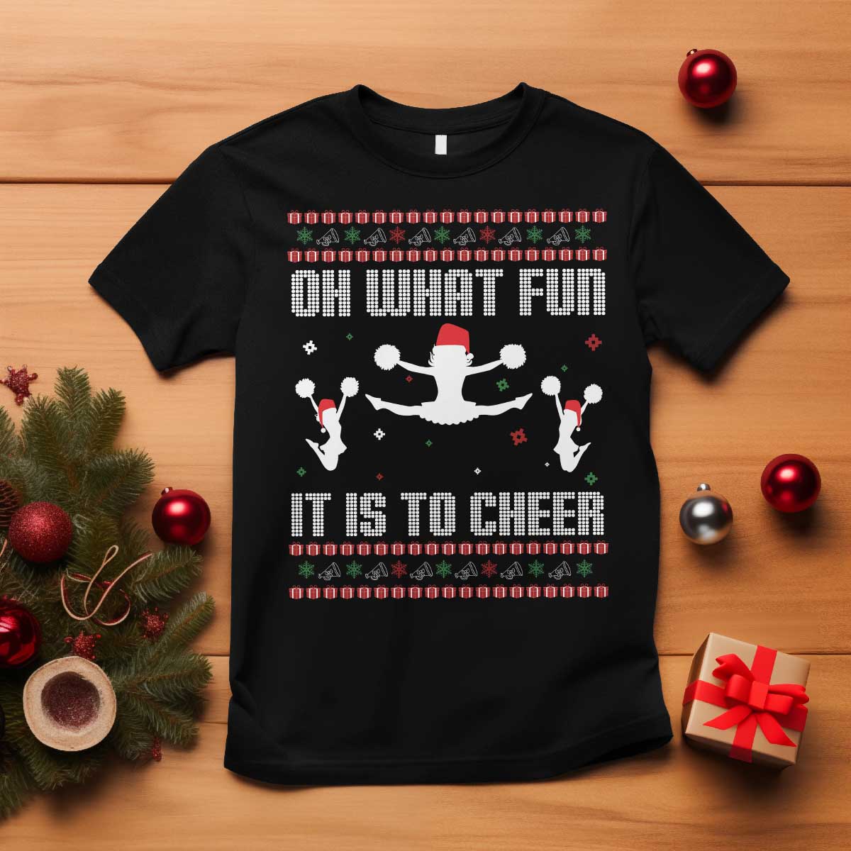 Ugly Christmas Cheerleading T Shirt Oh What Fun It Is To Cheer Gift - Wonder Print Shop