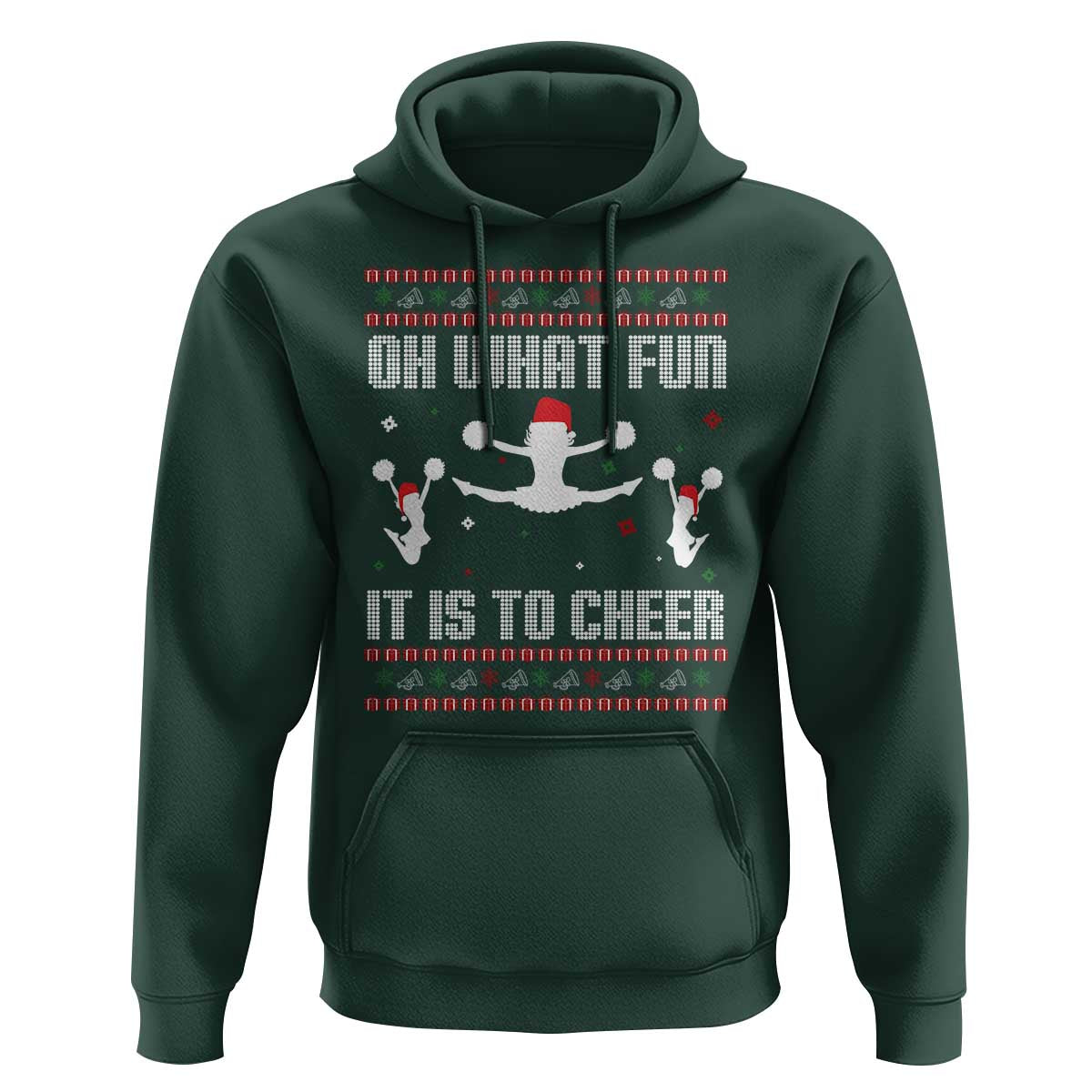 Ugly Christmas Cheerleading Hoodie Oh What Fun It Is To Cheer Gift - Wonder Print Shop