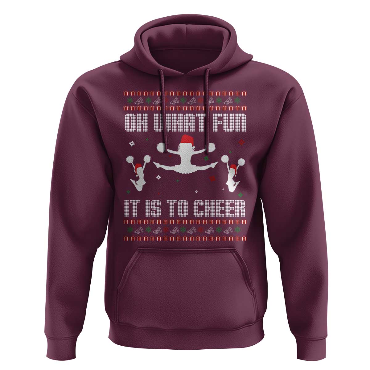 Ugly Christmas Cheerleading Hoodie Oh What Fun It Is To Cheer Gift - Wonder Print Shop