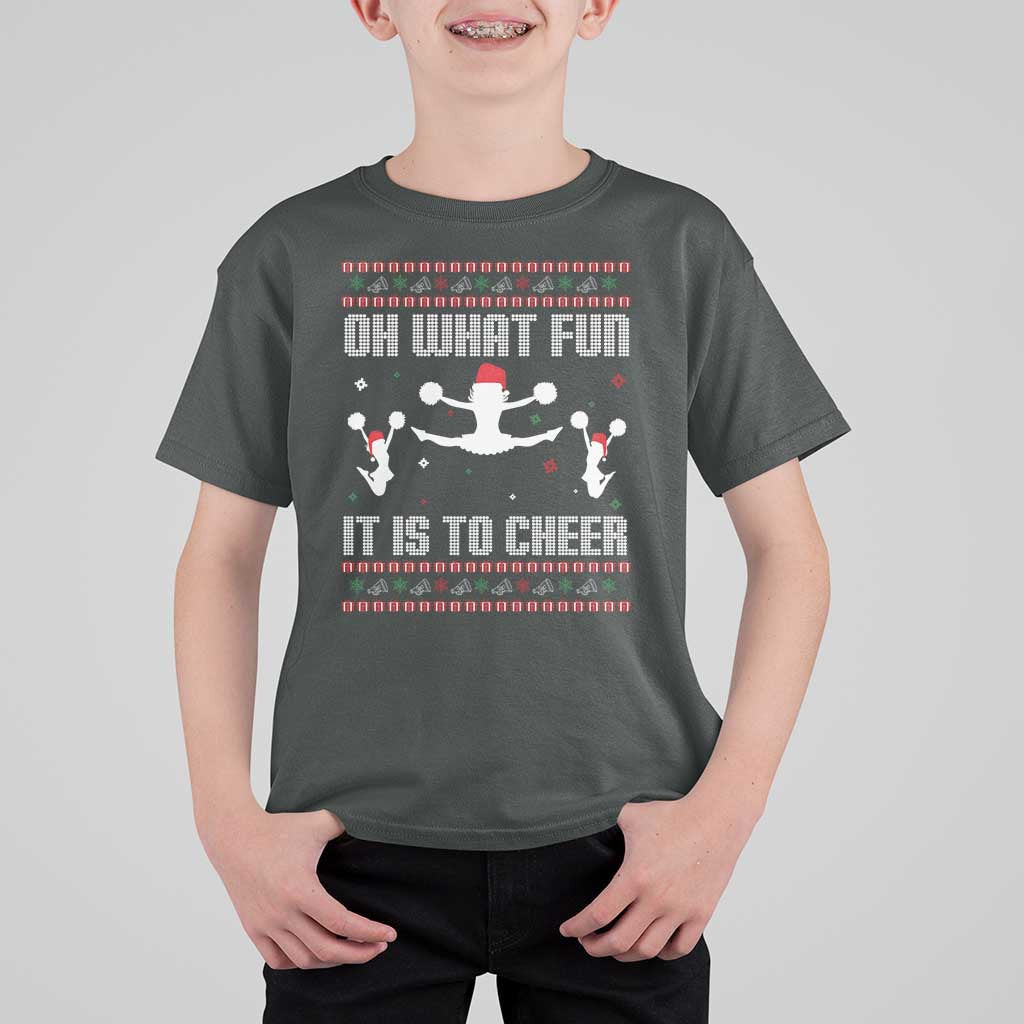 Ugly Christmas Cheerleading T Shirt For Kid Oh What Fun It Is To Cheer Gift - Wonder Print Shop