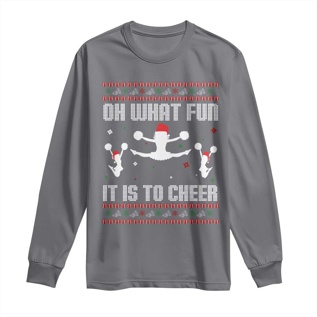Ugly Christmas Cheerleading Long Sleeve Shirt Oh What Fun It Is To Cheer Gift - Wonder Print Shop