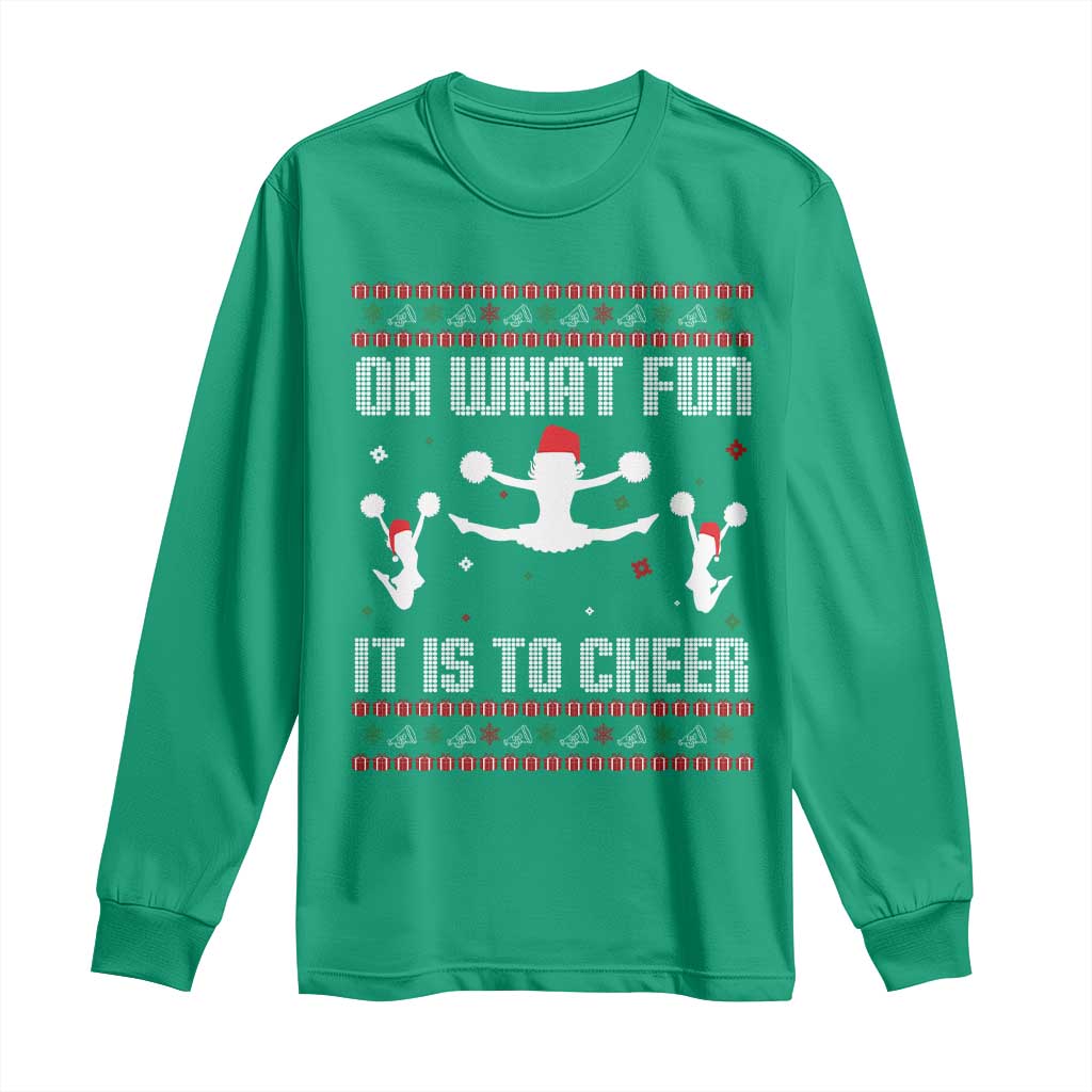 Ugly Christmas Cheerleading Long Sleeve Shirt Oh What Fun It Is To Cheer Gift - Wonder Print Shop