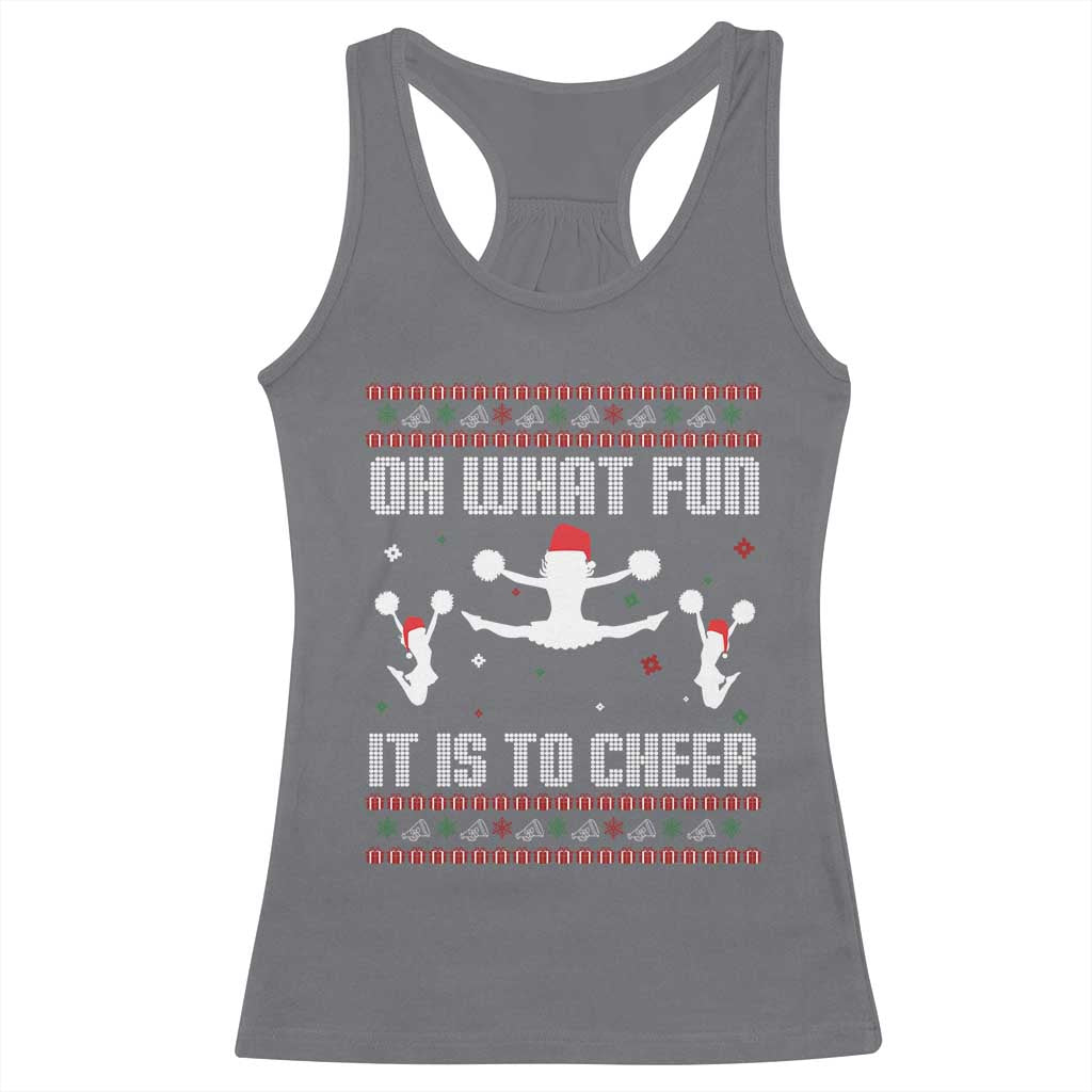 Ugly Christmas Cheerleading Racerback Tank Top Oh What Fun It Is To Cheer Gift - Wonder Print Shop