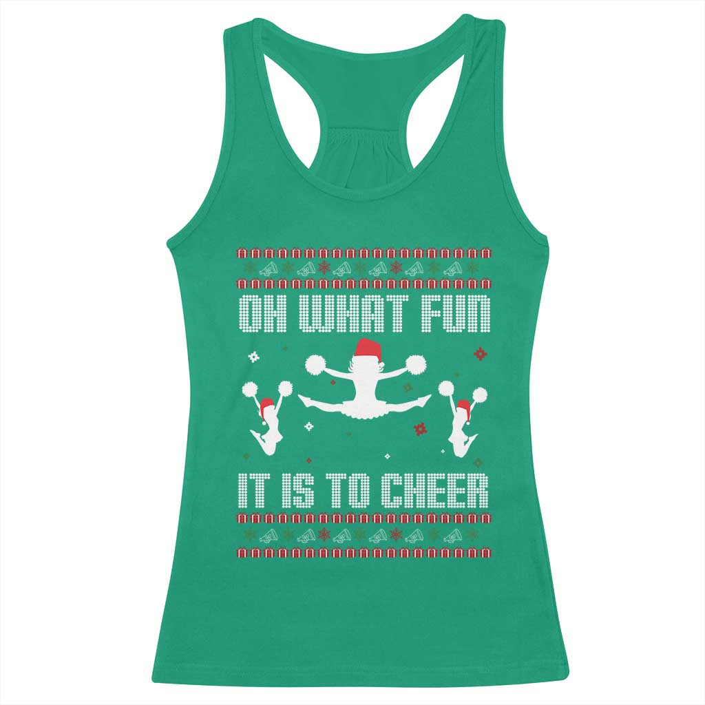 Ugly Christmas Cheerleading Racerback Tank Top Oh What Fun It Is To Cheer Gift - Wonder Print Shop