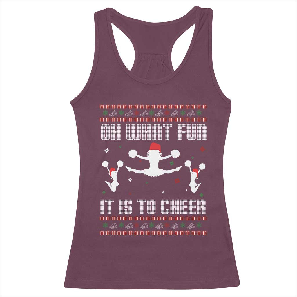 Ugly Christmas Cheerleading Racerback Tank Top Oh What Fun It Is To Cheer Gift - Wonder Print Shop