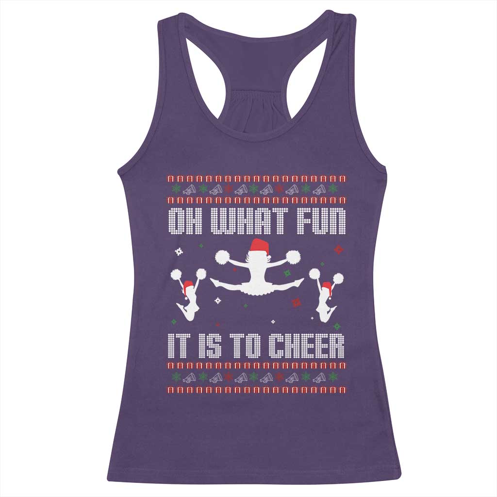 Ugly Christmas Cheerleading Racerback Tank Top Oh What Fun It Is To Cheer Gift - Wonder Print Shop