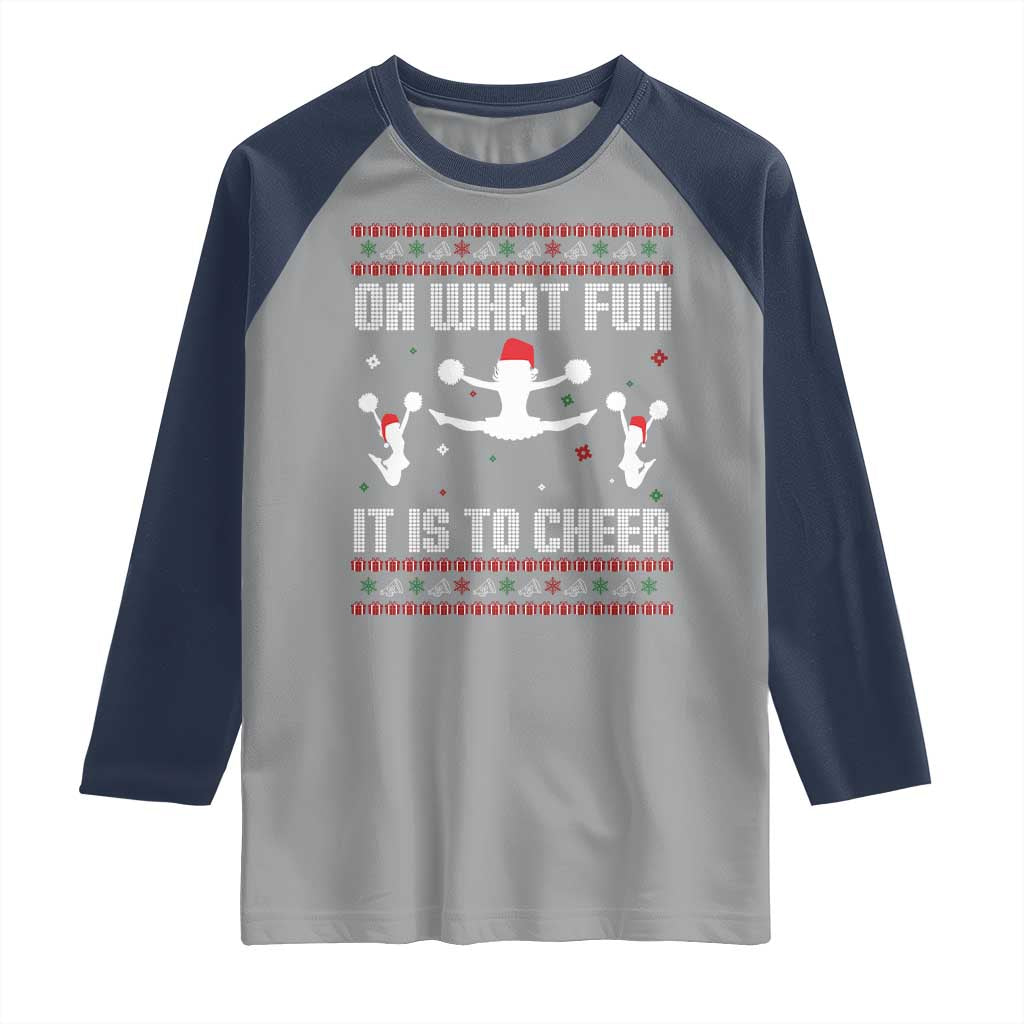 Ugly Christmas Cheerleading Raglan Shirt Oh What Fun It Is To Cheer Gift - Wonder Print Shop