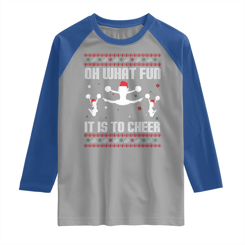 Ugly Christmas Cheerleading Raglan Shirt Oh What Fun It Is To Cheer Gift - Wonder Print Shop
