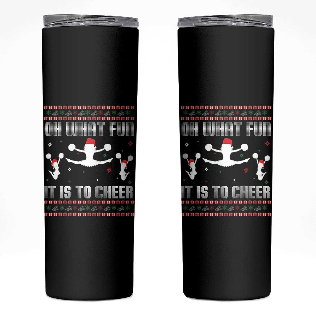 Ugly Christmas Cheerleading Skinny Tumbler Oh What Fun It Is To Cheer Gift - Wonder Print Shop