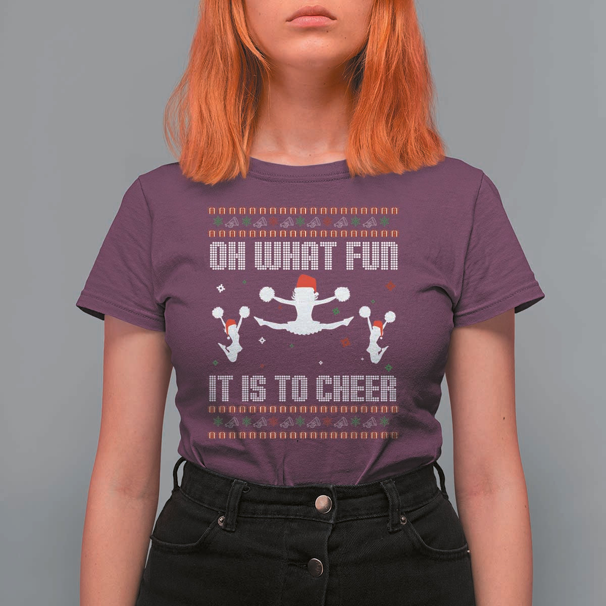 Ugly Christmas Cheerleading T Shirt For Women Oh What Fun It Is To Cheer Gift - Wonder Print Shop