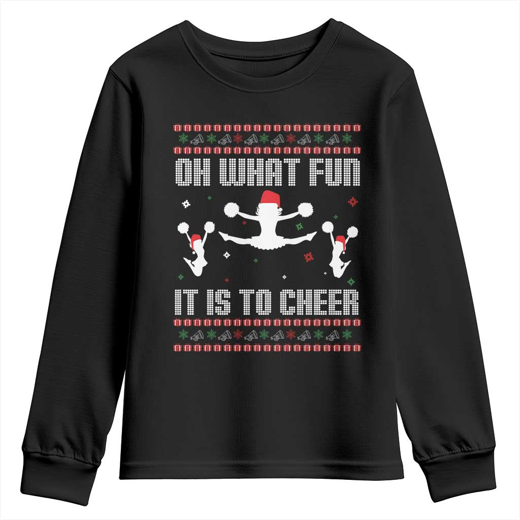 Ugly Christmas Cheerleading Youth Sweatshirt Oh What Fun It Is To Cheer Gift - Wonder Print Shop