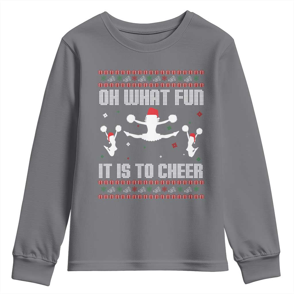 Ugly Christmas Cheerleading Youth Sweatshirt Oh What Fun It Is To Cheer Gift - Wonder Print Shop