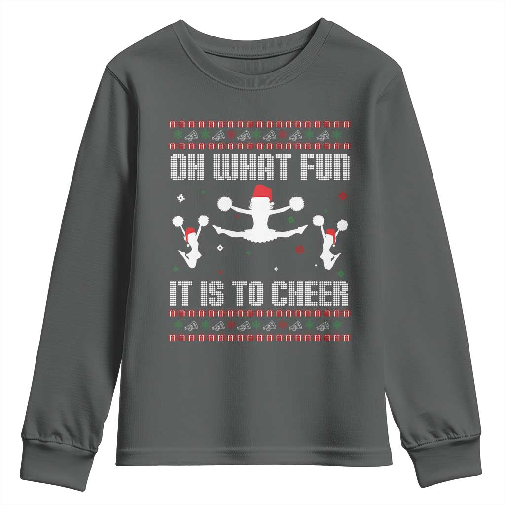 Ugly Christmas Cheerleading Youth Sweatshirt Oh What Fun It Is To Cheer Gift - Wonder Print Shop