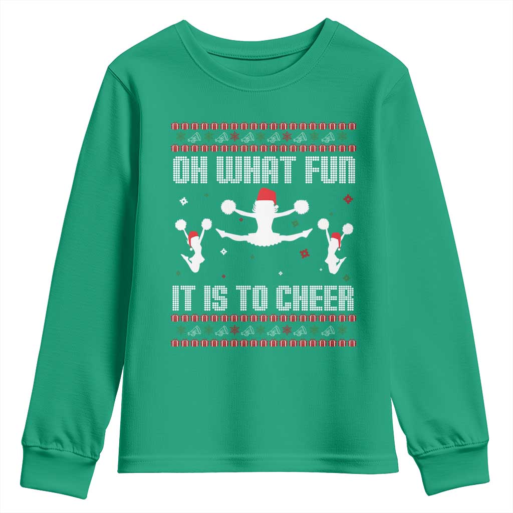 Ugly Christmas Cheerleading Youth Sweatshirt Oh What Fun It Is To Cheer Gift - Wonder Print Shop