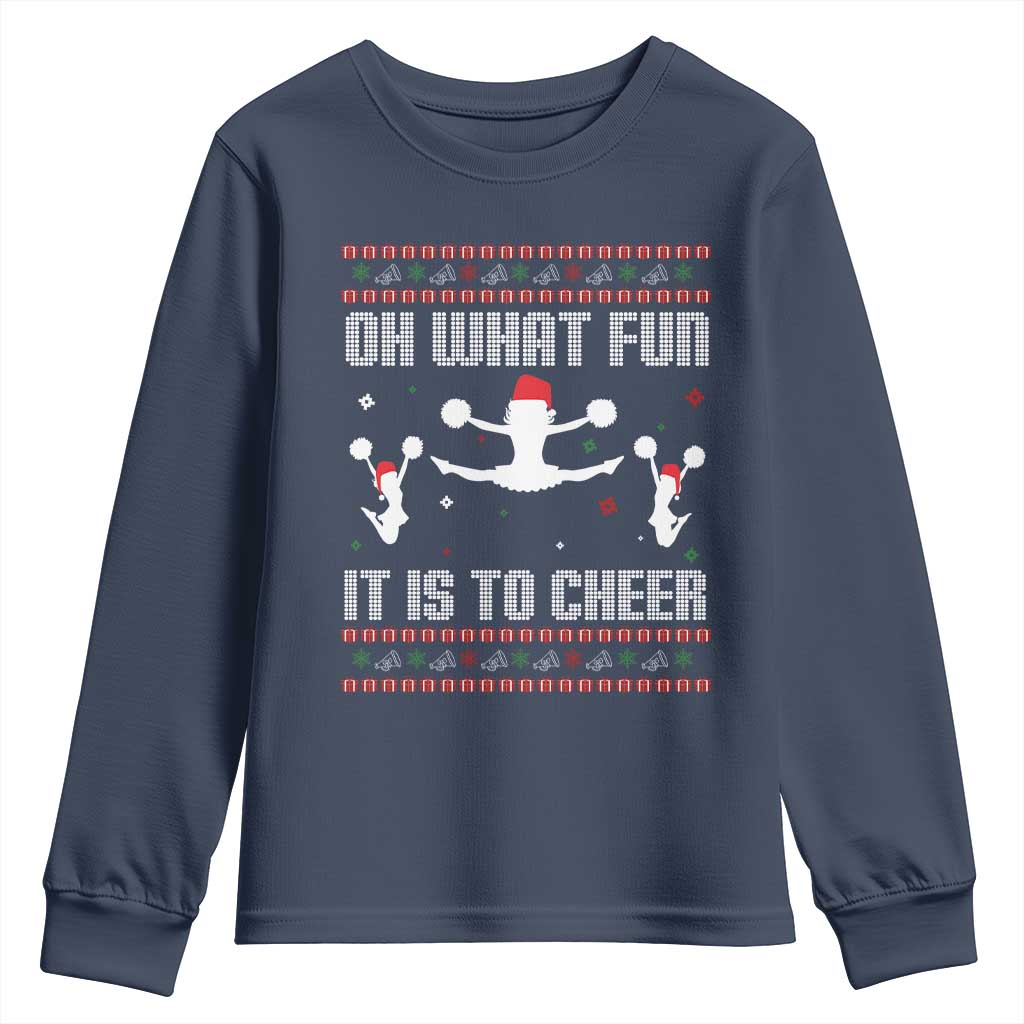 Ugly Christmas Cheerleading Youth Sweatshirt Oh What Fun It Is To Cheer Gift - Wonder Print Shop