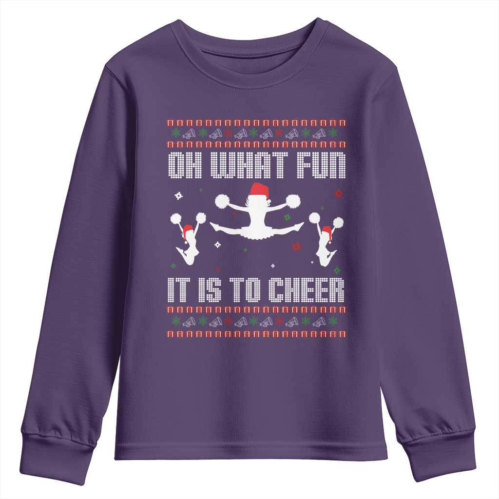Ugly Christmas Cheerleading Youth Sweatshirt Oh What Fun It Is To Cheer Gift - Wonder Print Shop