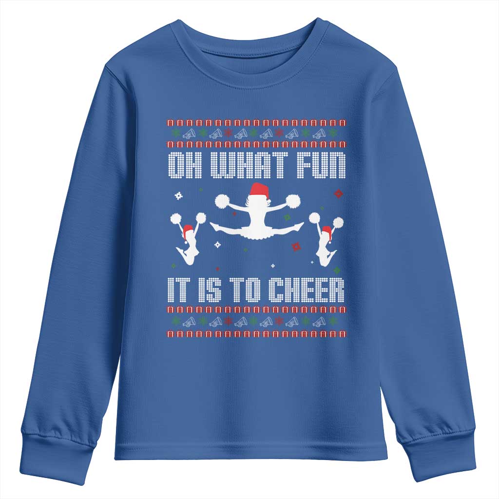 Ugly Christmas Cheerleading Youth Sweatshirt Oh What Fun It Is To Cheer Gift - Wonder Print Shop