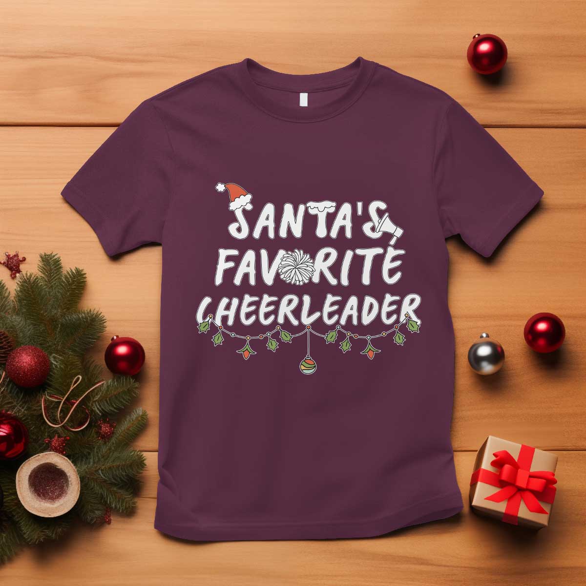 Santa Favorite Cheerleader T Shirt Christmas Cheerleading Gift - Wonder Print Shop