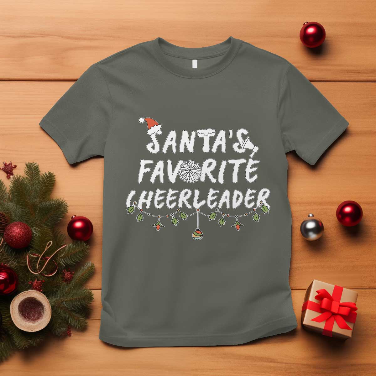 Santa Favorite Cheerleader T Shirt Christmas Cheerleading Gift - Wonder Print Shop