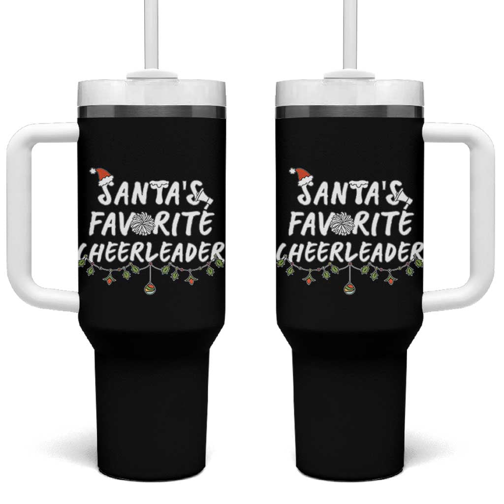 Santa Favorite Cheerleader Tumbler With Handle Christmas Cheerleading Gift - Wonder Print Shop