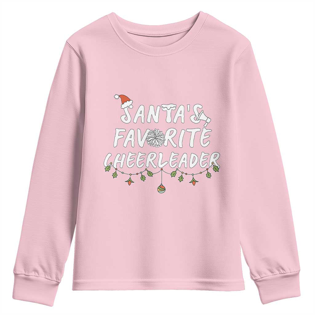 Santa Favorite Cheerleader Youth Sweatshirt Christmas Cheerleading Gift - Wonder Print Shop