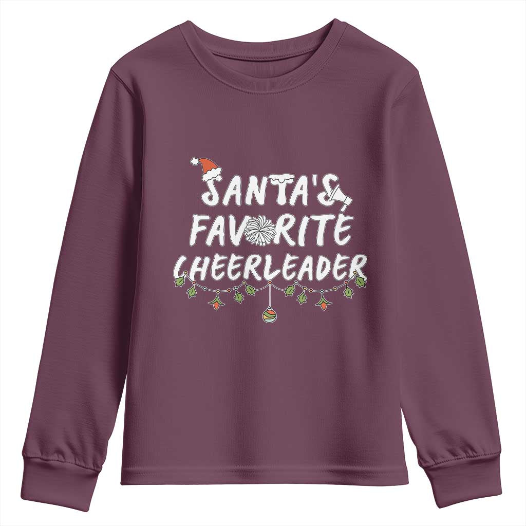 Santa Favorite Cheerleader Youth Sweatshirt Christmas Cheerleading Gift - Wonder Print Shop