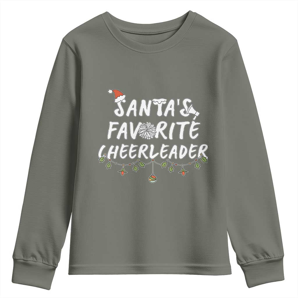 Santa Favorite Cheerleader Youth Sweatshirt Christmas Cheerleading Gift - Wonder Print Shop