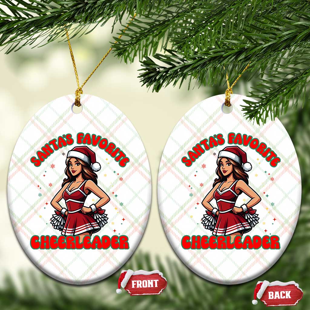 Santa Favorite Cheerleader Ceramic Ornament Funny Xmas Cheer Gift - Wonder Print Shop