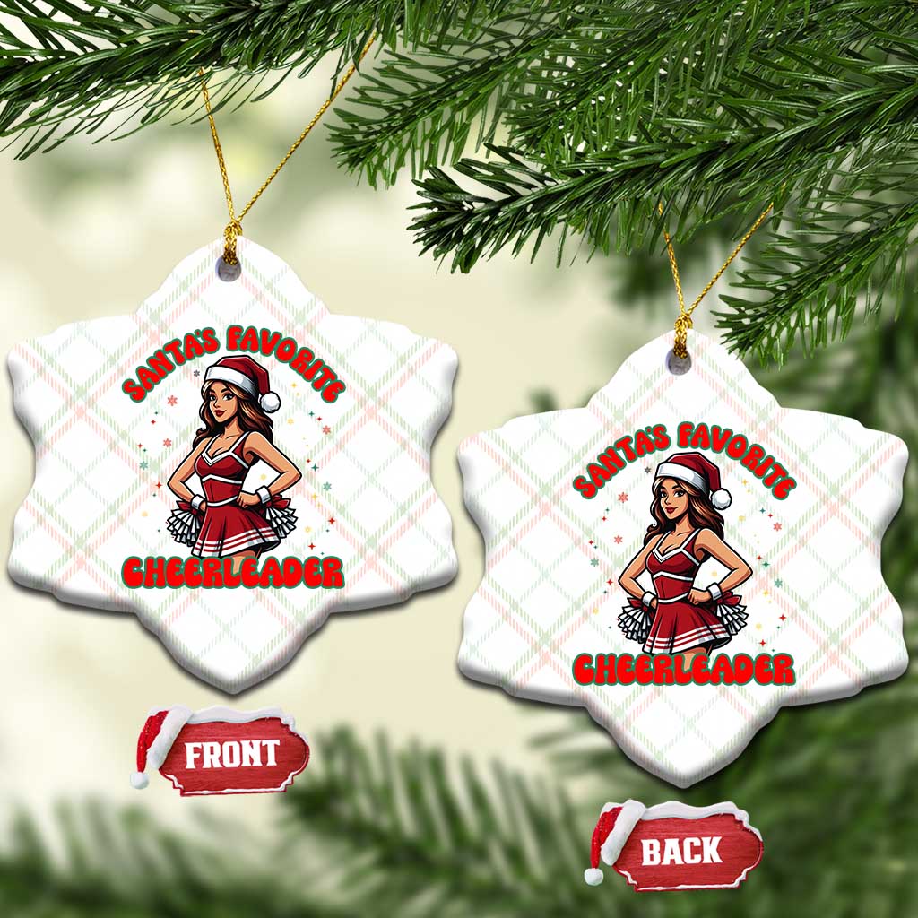 Santa Favorite Cheerleader Ceramic Ornament Funny Xmas Cheer Gift - Wonder Print Shop